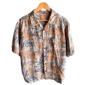 It's 5 O'Clock Somewhere Silk Margaritaville Tropical Mens Button Down Shirt Lg